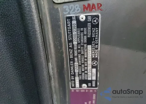 1974 Mercedes Benz Sl450 from USA, damaged, VIN 10704412020344